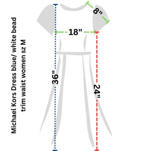 Michael Kors Dress blue/ white bead trim waist women sz M - Picture 2 of 6